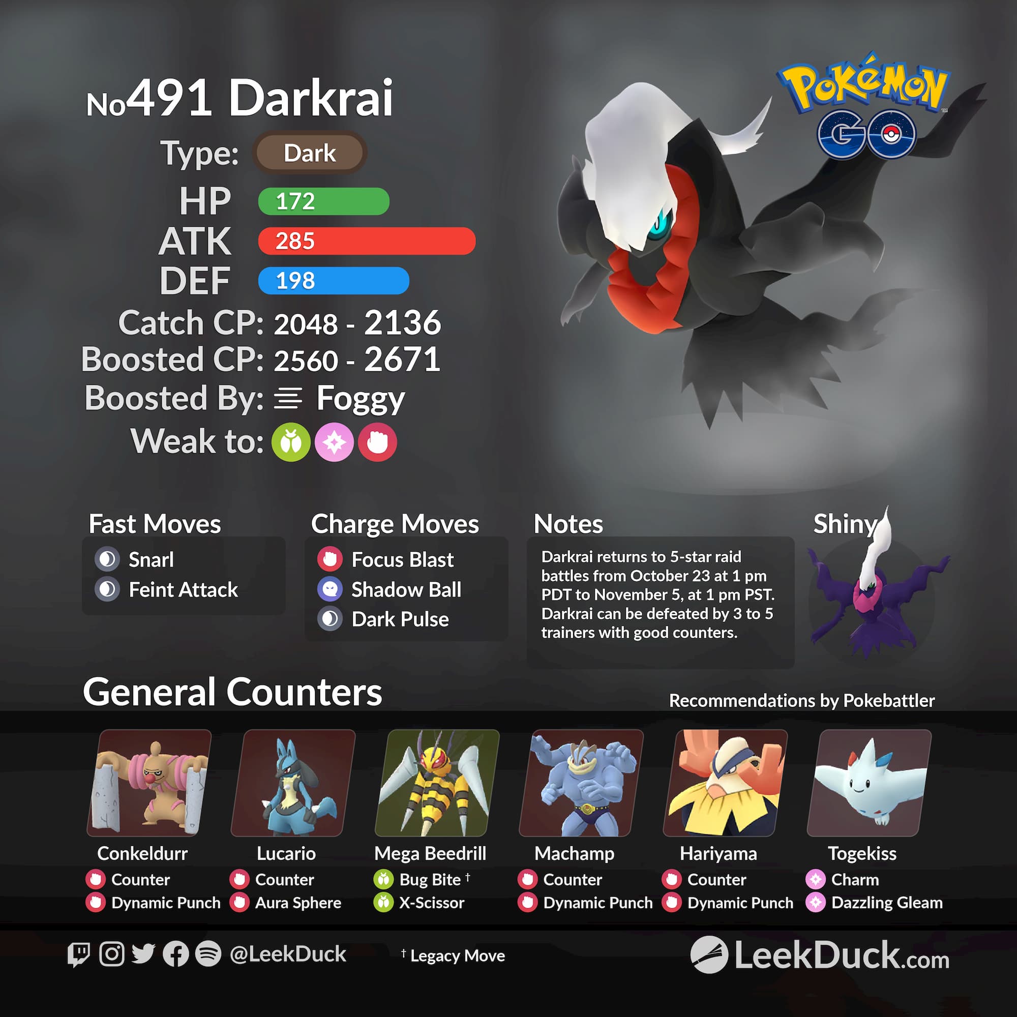 Darkrai Raid Hour Leek Duck Pokémon GO News and Resources